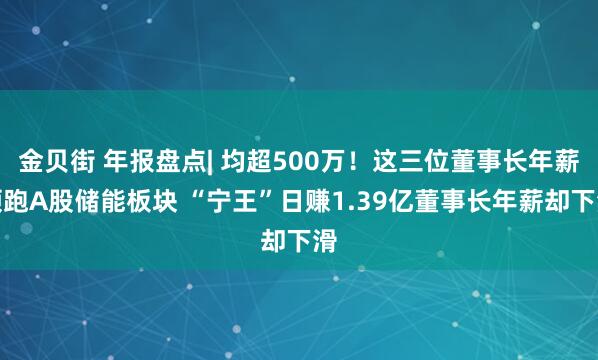 金贝街 年报盘点| 均超500万！这三位董事长年薪领跑A股储能板块 “宁王”日赚1.39亿董事长年薪却下滑