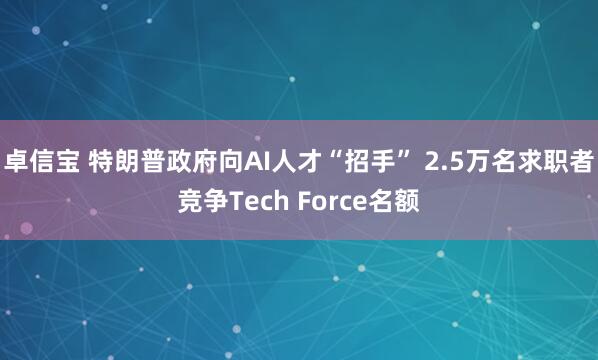 卓信宝 特朗普政府向AI人才“招手” 2.5万名求职者竞争Tech Force名额