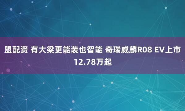 盟配资 有大梁更能装也智能 奇瑞威麟R08 EV上市12.78万起