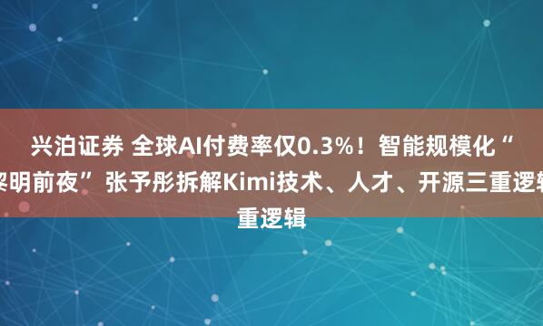 兴泊证券 全球AI付费率仅0.3%！智能规模化“黎明前夜” 张予彤拆解Kimi技术、人才、开源三重逻辑